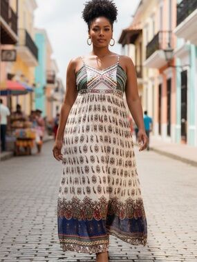 Altar’d state Bohemian embroidered Printed Maxi Dress size L/XL